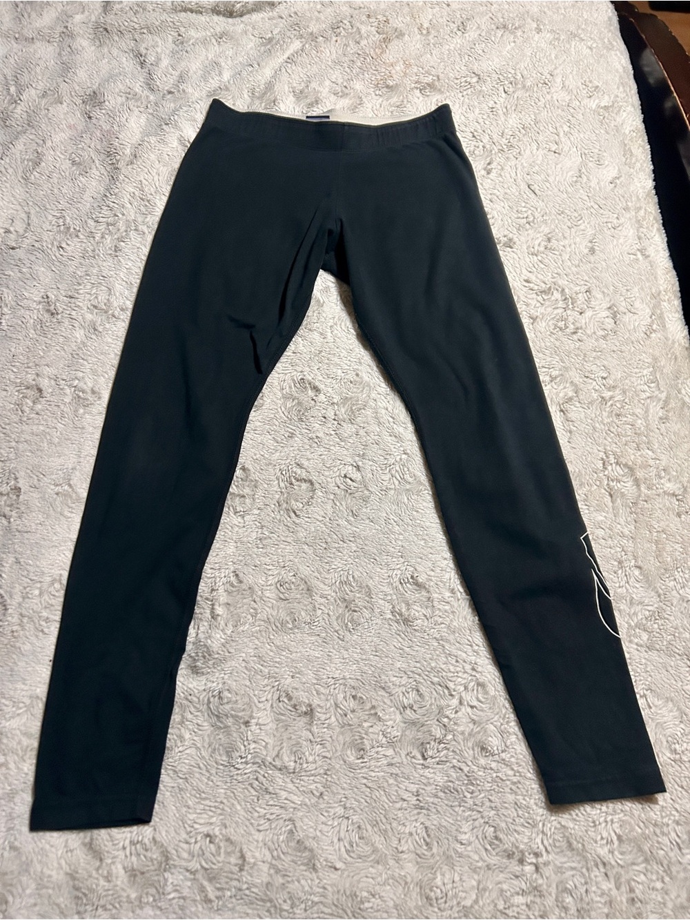 Nike Black Leggings with White Logo Medium - Picture 3 of 9